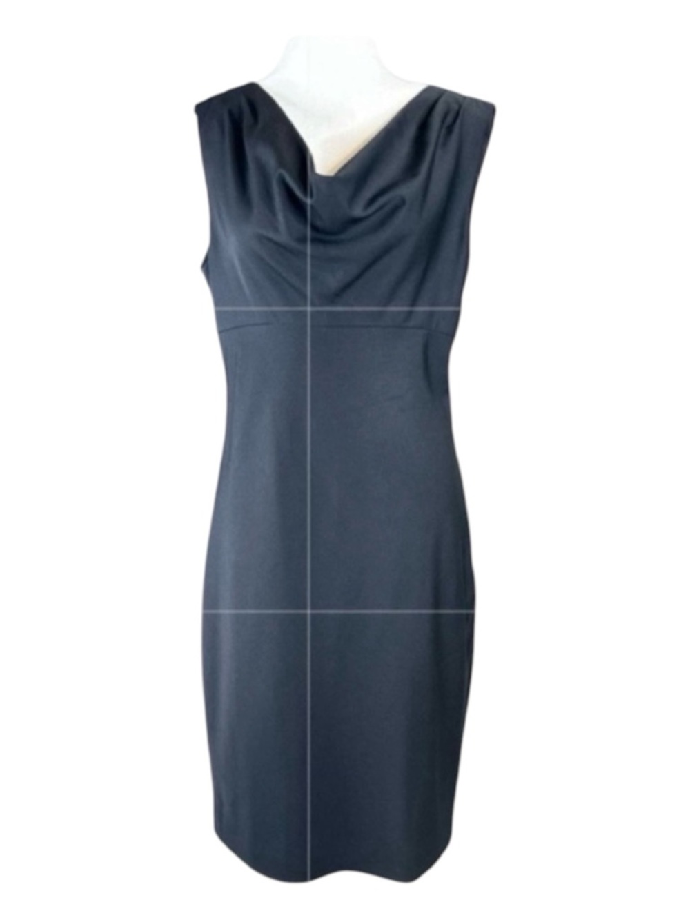 ANNE KLEIN Perfect Little Black Drape Neck Dress, Fully Lined, Side Zip, Size 8.